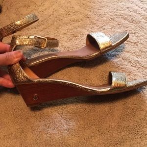 Gold Tory Burch Wedge Sandal